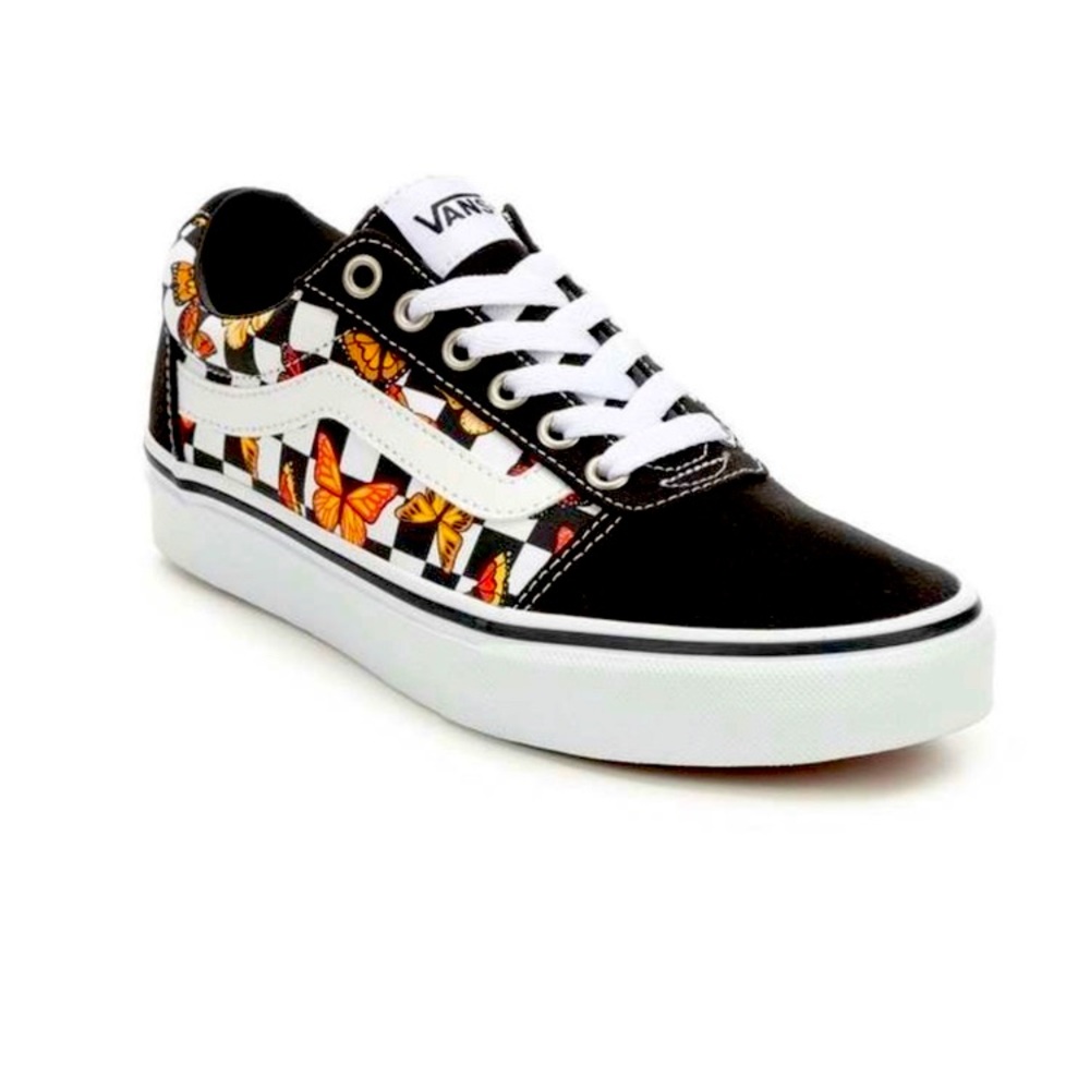 Vans Black White Checkerboard Butterfly Low-Top Sneakers